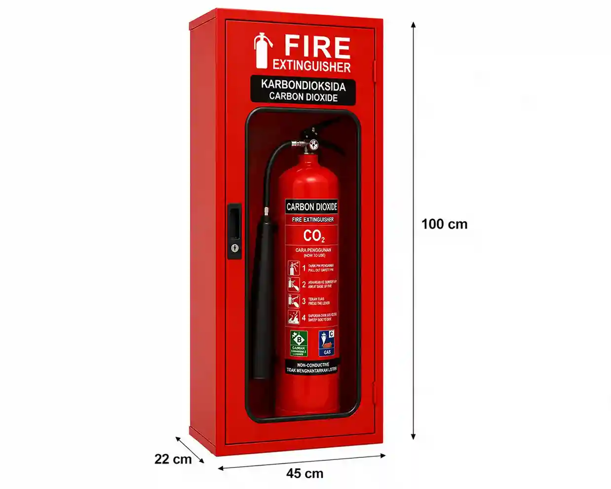 Box Fire Extinguisher APAR CO2 (Carbon Dioxide) ukuran 22x100x45 cm